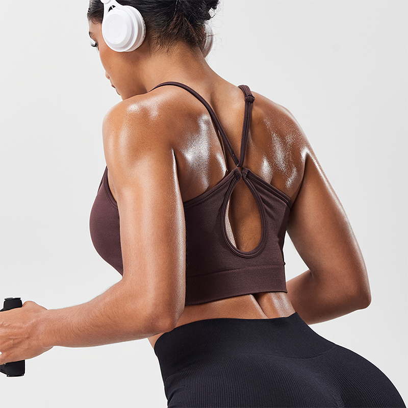 Aquatic Sports Bra - Women Hollow Back Adjustable Strap Sports