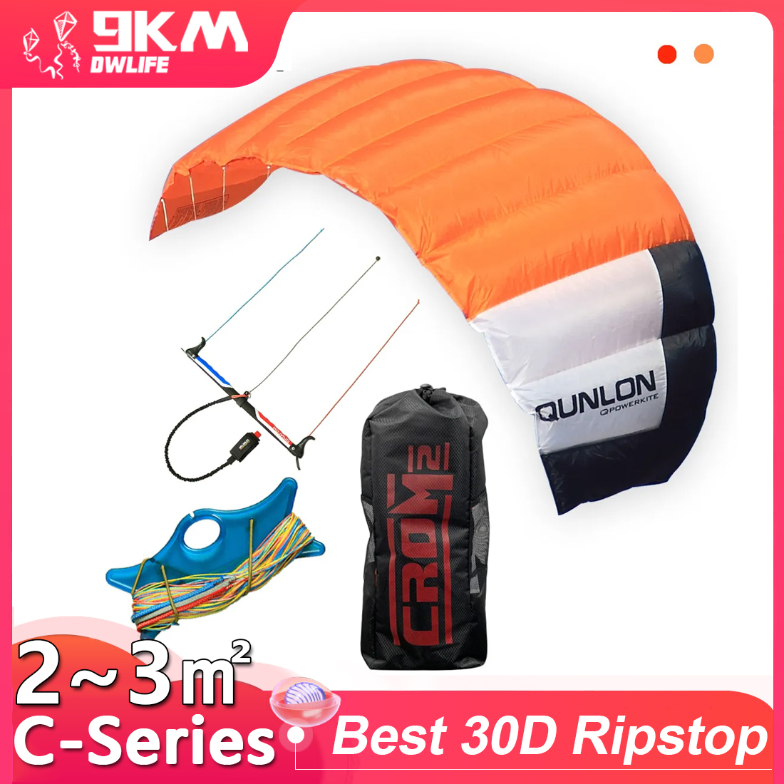 9km2~3sqm Triple Line Power Tr - đánh giá và giá Kite Surf Bar Control